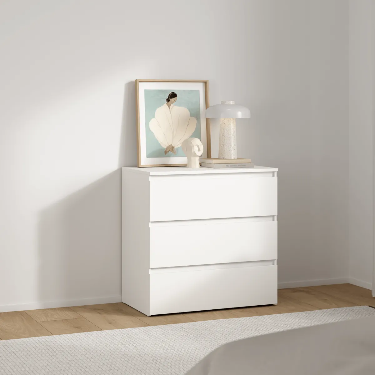 Nimara Maise kommode H:70 x B:70 x D:41 cm med 3 skuffer i hvid* Kommoder|Kommoder