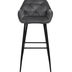 Nimara Mario barstol med ryglæn - Grå velour 65 cm* Barstole
