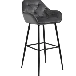 Nimara Mario barstol med ryglæn - Grå velour 65 cm* Barstole
