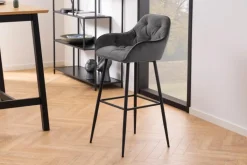 Nimara Mario barstol med ryglæn - Grå velour 65 cm* Barstole