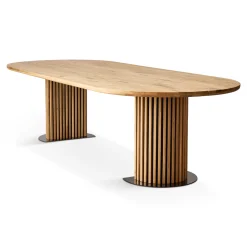 Nimara Matteo - Plankebord med lamelfod i olieret/natur massiv eg 300x120x77 cm* Spiseborde