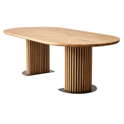 Nimara Matteo - Plankebord med lamelfod i olieret/natur massiv eg 240x120x77 cm* Spiseborde