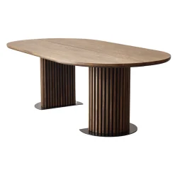 Nimara Matteo - Plankebord med lamelfod i røget massiv eg 240x120x77 cm* Spiseborde