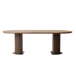 Nimara Matteo - Plankebord med lamelfod i røget massiv eg 240x120x77 cm* Spiseborde