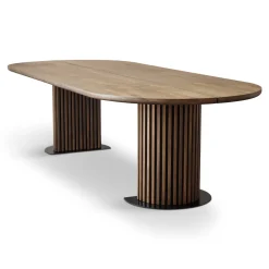 Nimara Matteo - Plankebord med lamelfod i røget massiv eg 300x120x77 cm* Spiseborde