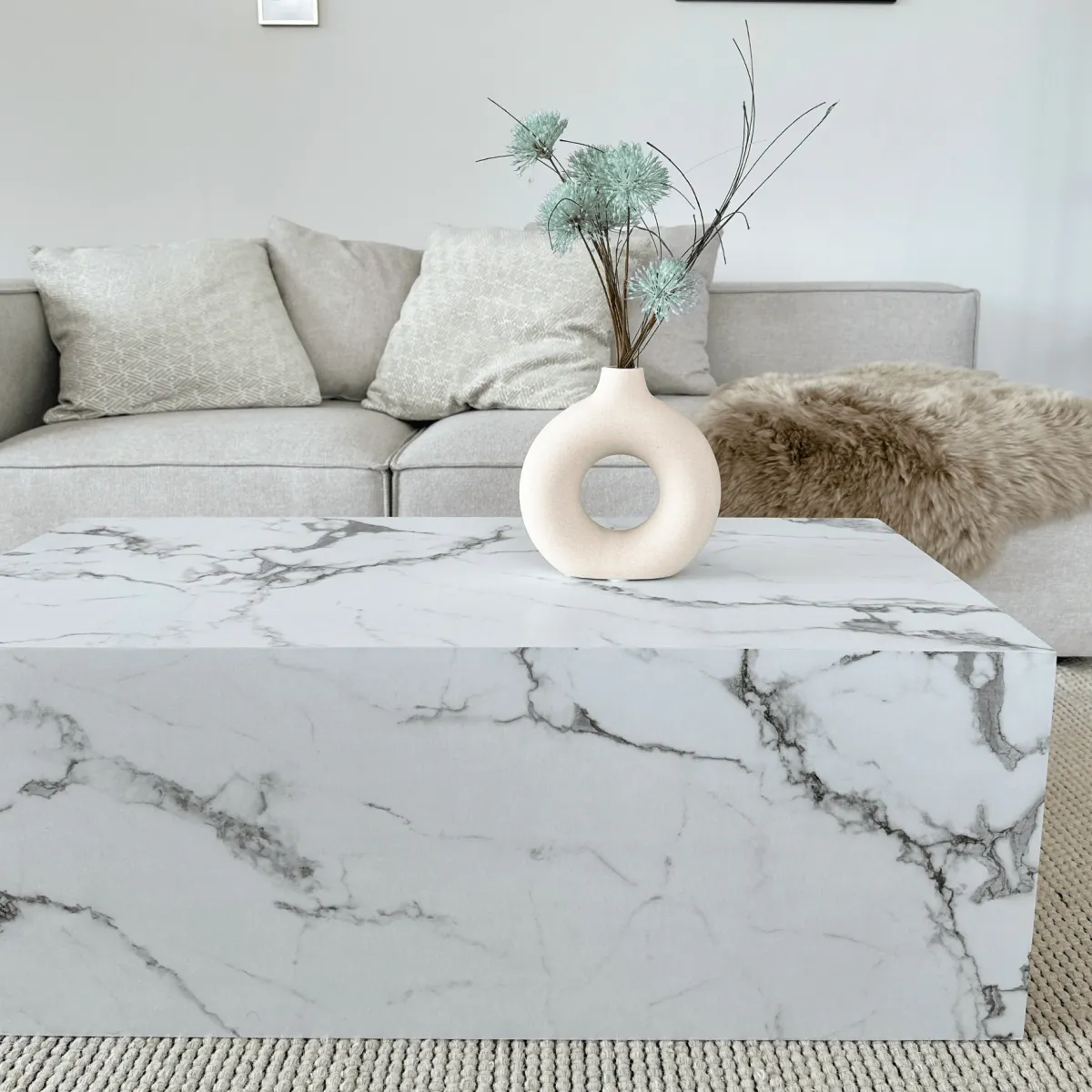 Nimara Maxine sofabord hvid marmor look 90x50 cm* Sofaborde