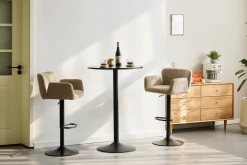 Nimara Melody Barstol - sand tekstil med justerbar højde og drejefunktion* Barstole