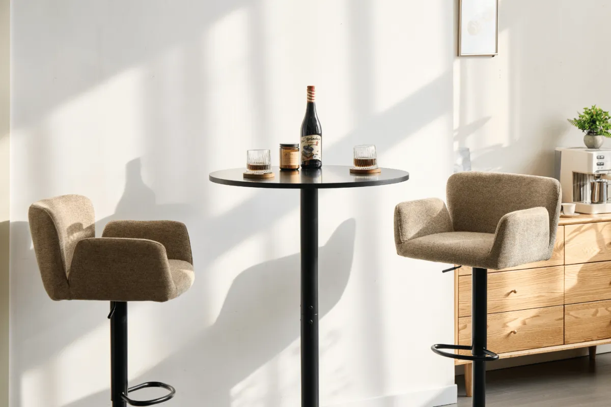 Nimara Melody Barstol - sand tekstil med justerbar højde og drejefunktion* Barstole