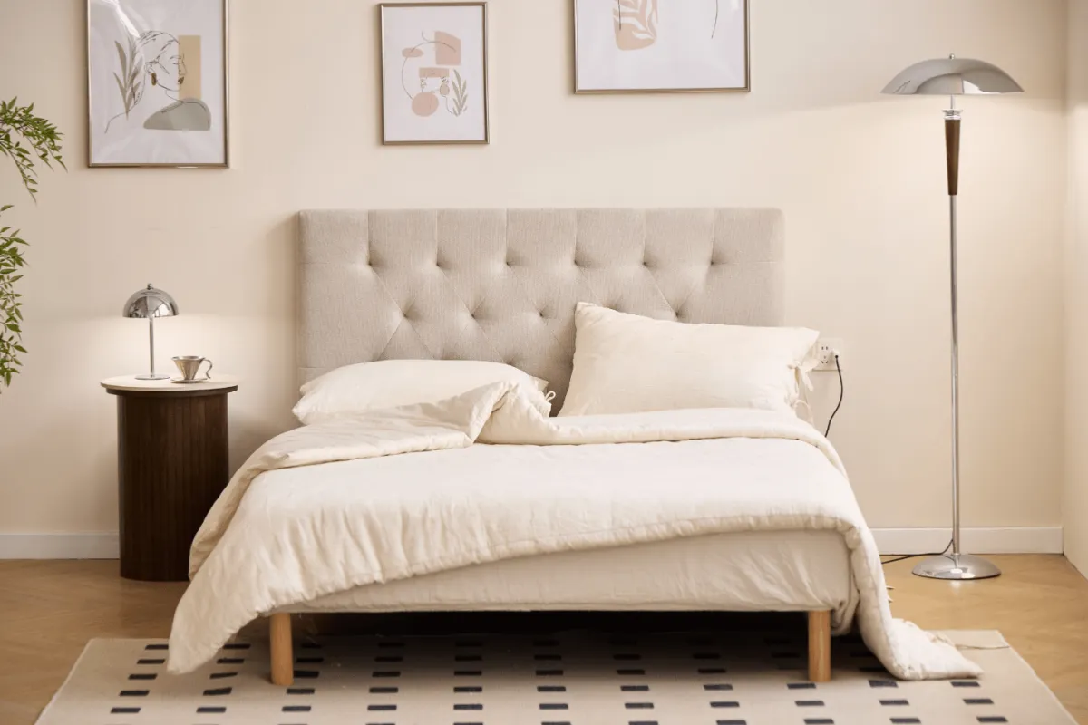 Nimara Nia sengegavl 140x63 cm i beige tekstil* Sengegavle|Alle Senge