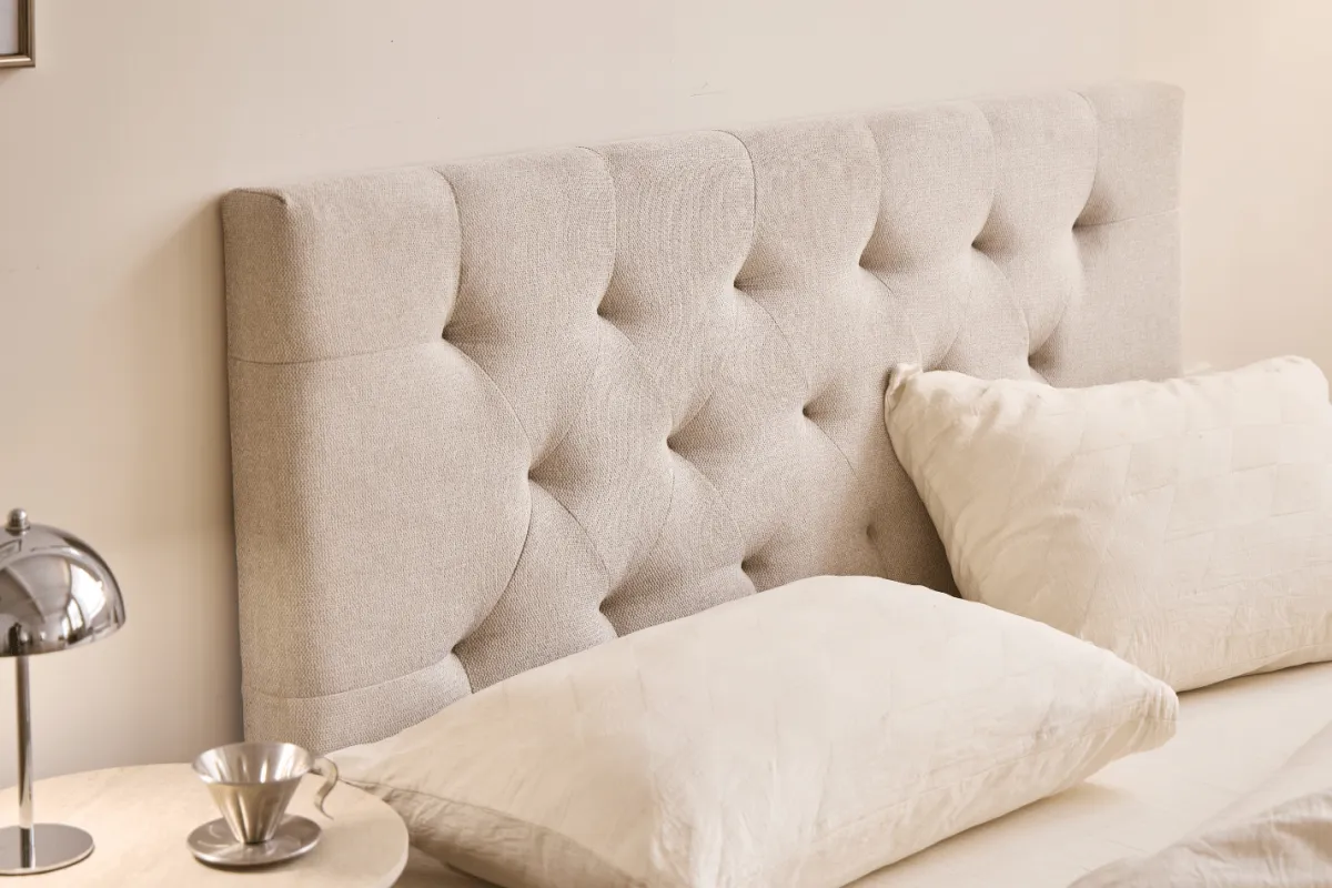 Nimara Nia sengegavl 180x63 cm i beige tekstil* Alle Senge|Alt Sengetilbehør