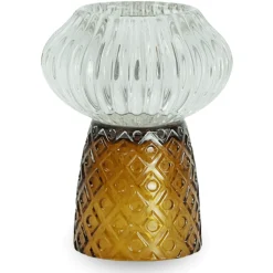 Nimara Nori glas fyrfadsstage amber/grå 13,5 cm* Lysestager