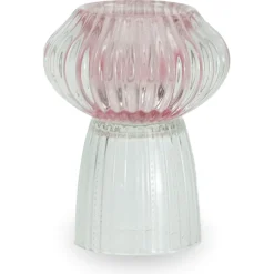 Nimara Nori glas fyrfadsstage lyserød/klar 13,5 cm* Lysestager