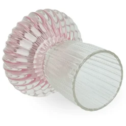 Nimara Nori glas fyrfadsstage lyserød/klar 13,5 cm* Lysestager