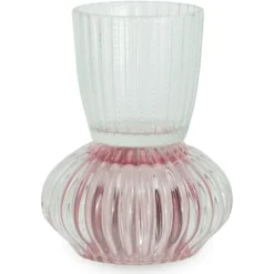 Nimara Nori glas fyrfadsstage lyserød/klar 13,5 cm* Lysestager