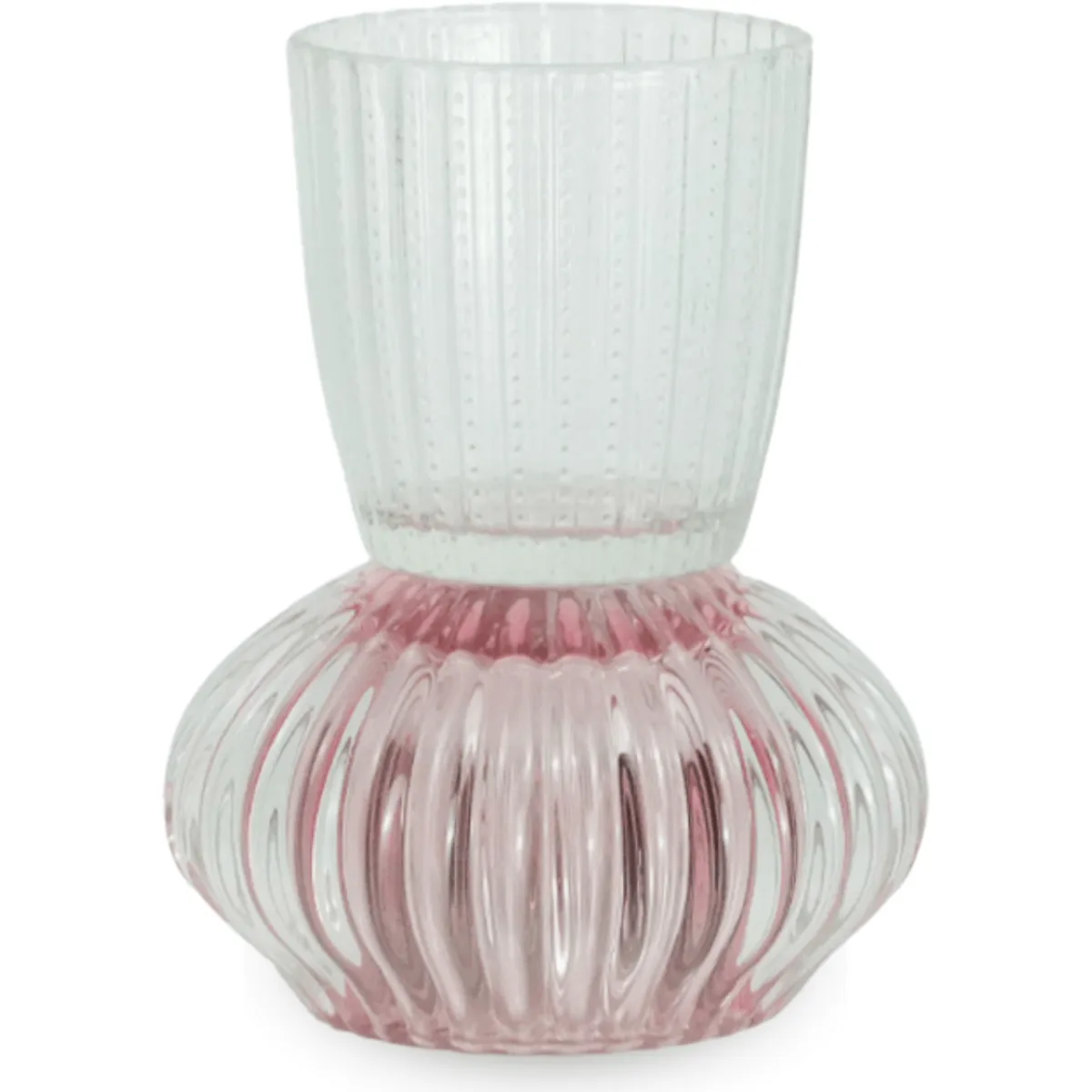 Nimara Nori glas fyrfadsstage lyserød/klar 13,5 cm* Lysestager