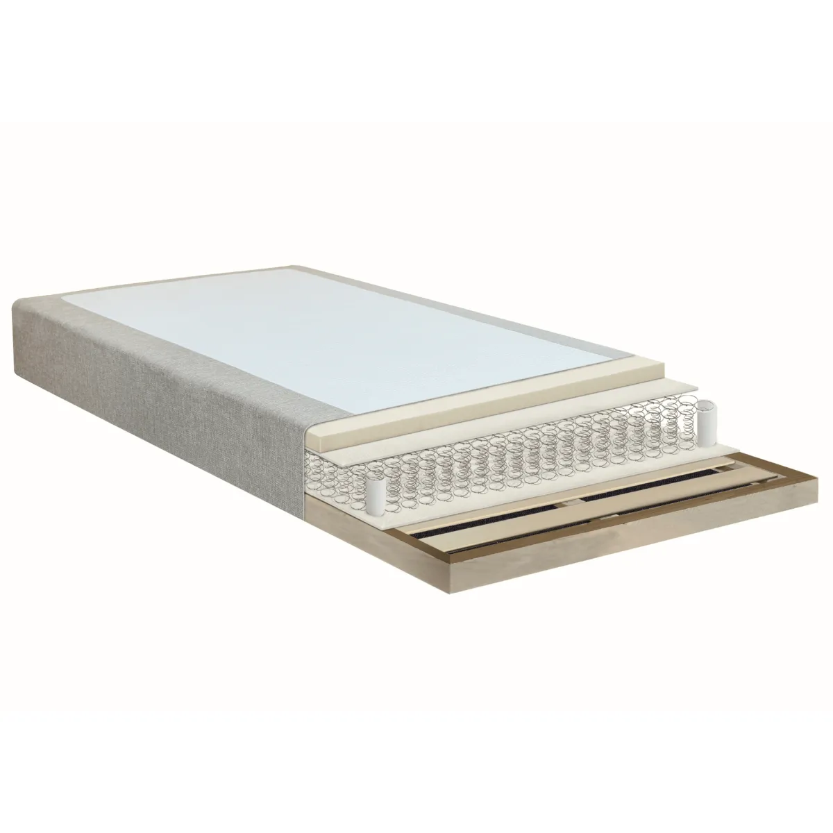 Nimara Premium boxmadras seng i beige med 90x200 cm med 7 cm topmadras i memoryskum ekskl. ben* Boxmadrasser|Alle Senge