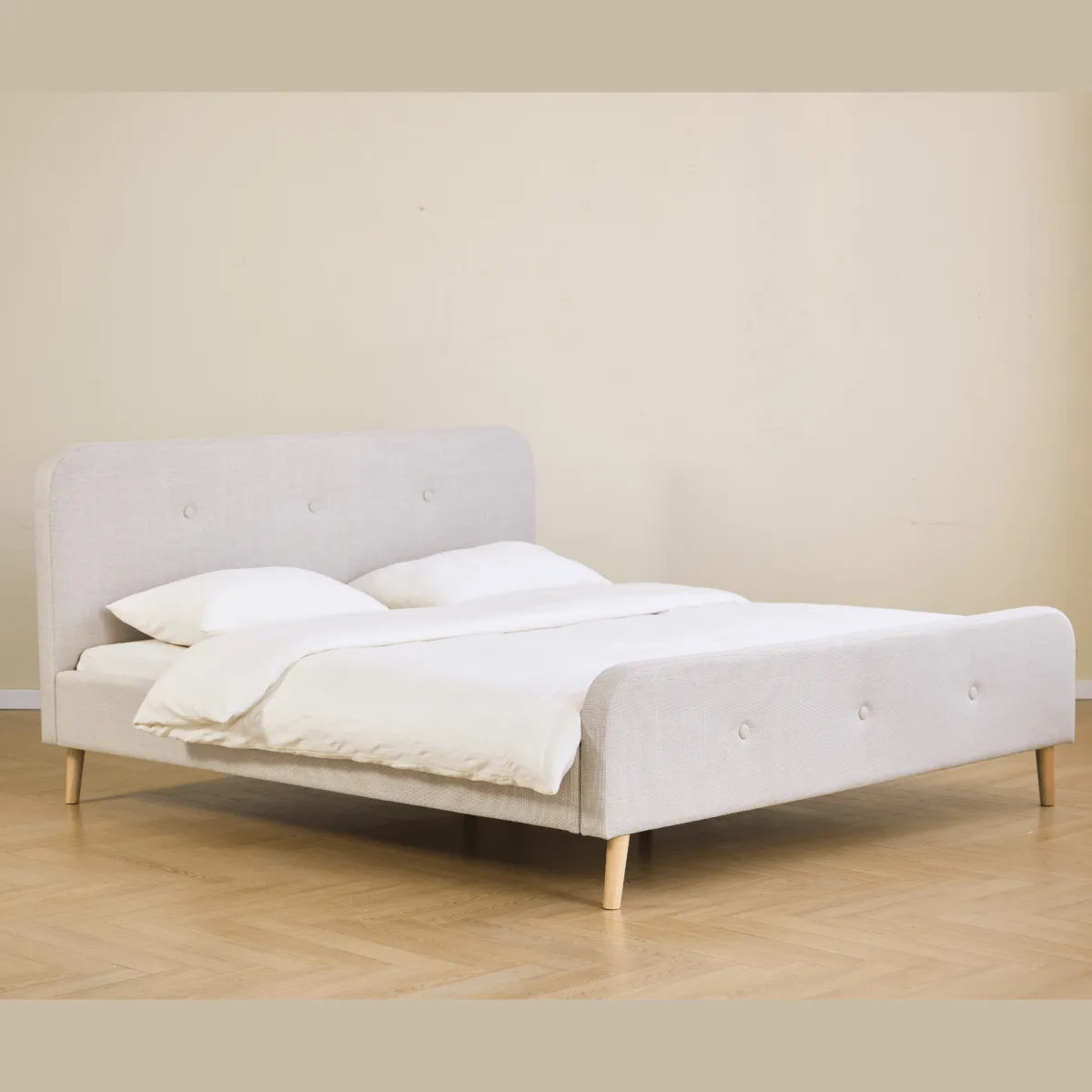 Nimara Premium Christian seng i beige 180x200 cm inkl. sengelameller og madrasser* Sengerammer|Alle Senge