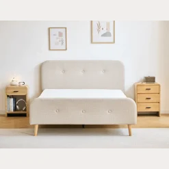 Nimara Premium Christian seng i beige 140x200 cm inkl. sengelameller og madrasser* Sengerammer|Alle Senge