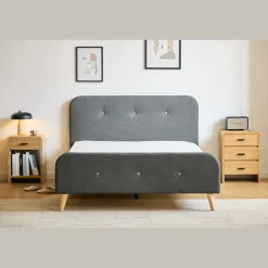 Nimara Premium Christian seng i grå 140x200 cm inkl. sengelameller og madrasser* Sengerammer|Alle Senge