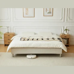Nimara Premium Kontinentalseng i beige 180x200 cm med 7 cm topmadras i memoryskum inkl. chrome ben* Alle Senge|Kontinentalsenge