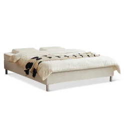 Nimara Premium Kontinentalseng i beige 180x200 cm med 7 cm topmadras i memoryskum inkl. chrome ben* Alle Senge|Kontinentalsenge
