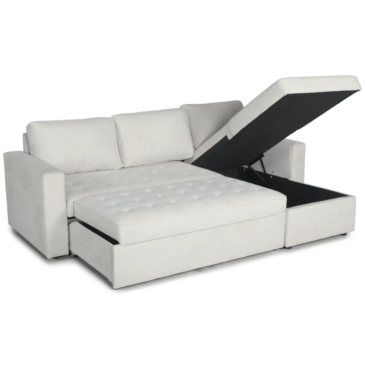 Nimara Sinus beige sovesofa med vendbar chaiselong og opbevaring* Sofaer|Sovesofaer