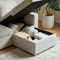 Nimara Sinus beige sovesofa med vendbar chaiselong og opbevaring* Sofaer|Sovesofaer