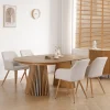 Nimara Spisebordssæt - Lewis lamel spisebord Ø120 cm med udtræk i egefiner + 6 x Jenna spisebordsstole i beige* Spisebordssæt