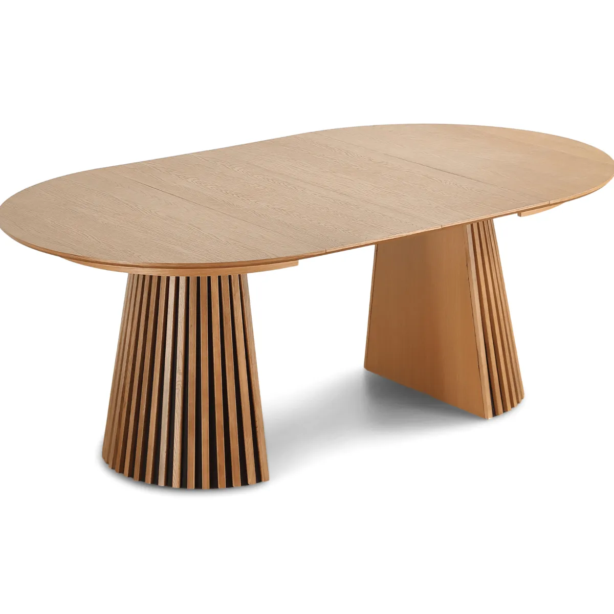 Nimara Spisebordssæt - Lewis lamel spisebord Ø120 cm med udtræk i egefiner + 6 x Jenna spisebordsstole i beige* Spisebordssæt