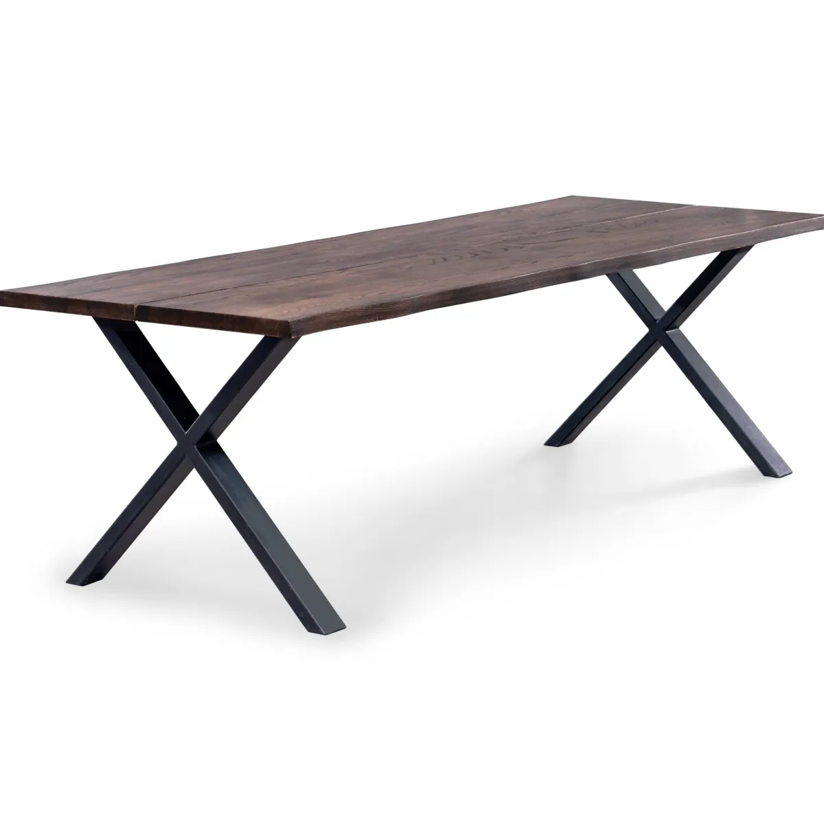 Nimara Susan plankebord - 240x95 cm - i smoked eg med krydsben - (Forberedt til tillægsplader)* Spiseborde