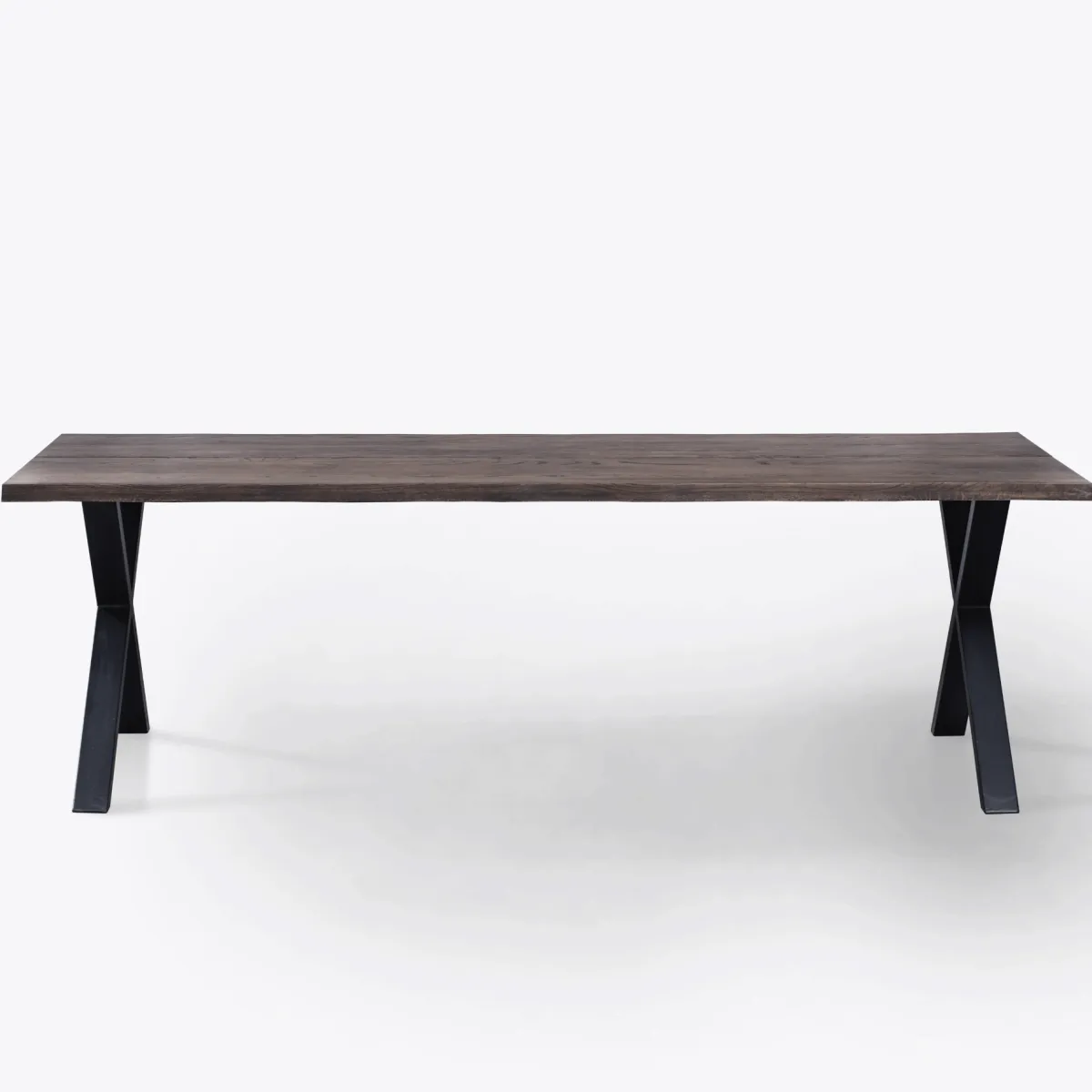 Nimara Susan plankebord - 240x95 cm - i smoked eg med krydsben - (Forberedt til tillægsplader)* Spiseborde