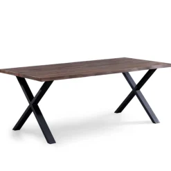 Nimara Susan plankebord - 200x95 cm - i smoked eg med krydsben - (Forberedt til tillægsplader)* Spiseborde