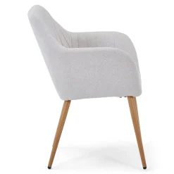 Nimara Vanessa spisebordsstol med armlæn - beige tekstil og egelook* Spisebordsstole